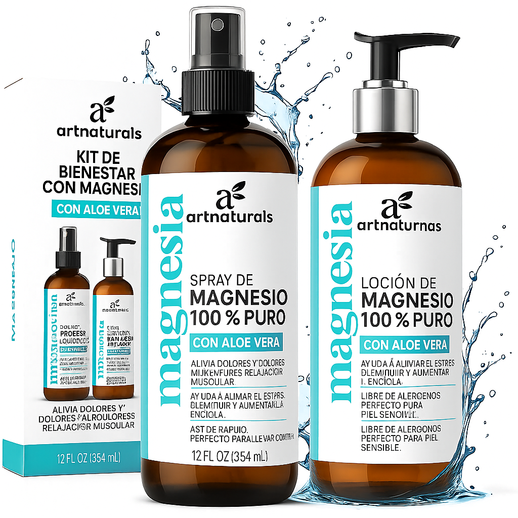 Set de aceite de magnesio en aerosol ArtNaturals (355 ml) + loción de masaje corporal (226 ml)